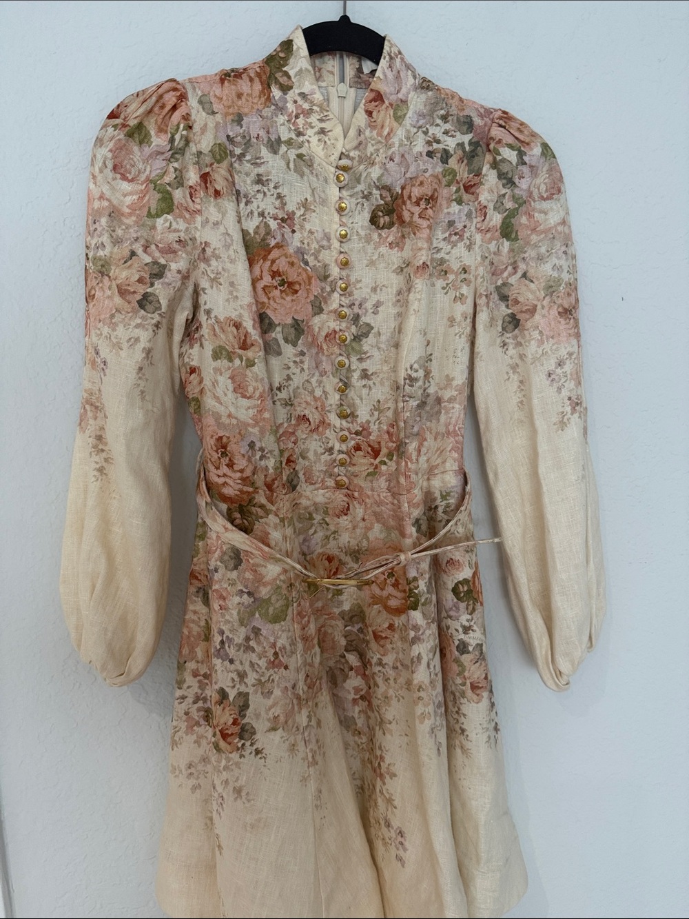 Zimmermann Cream Floral Mini Dress with Pink & Green Accents - Picture 5 of 10